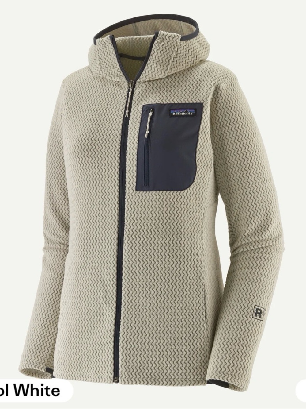 Patagonia Women’s R1 Air Full Zip Hoody size XS 40260 Wool white